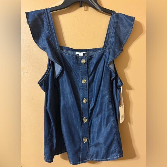 Women's denim look blouse - Picture 1 of 5